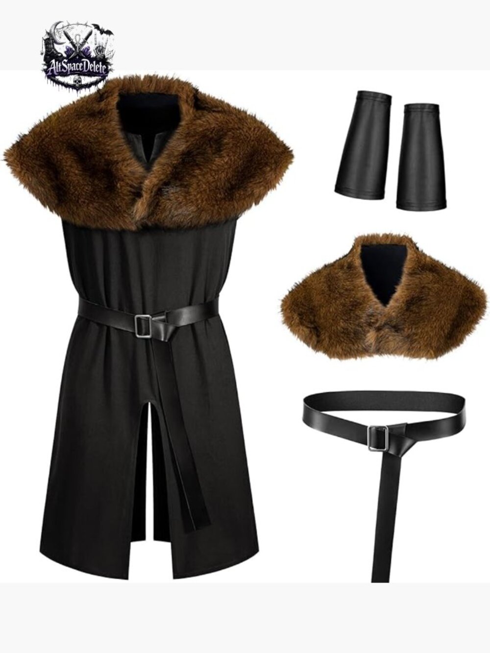 Men's Medieval Knight Viking Warrior Robe Costume Set LARP Tunic Shawl Belt